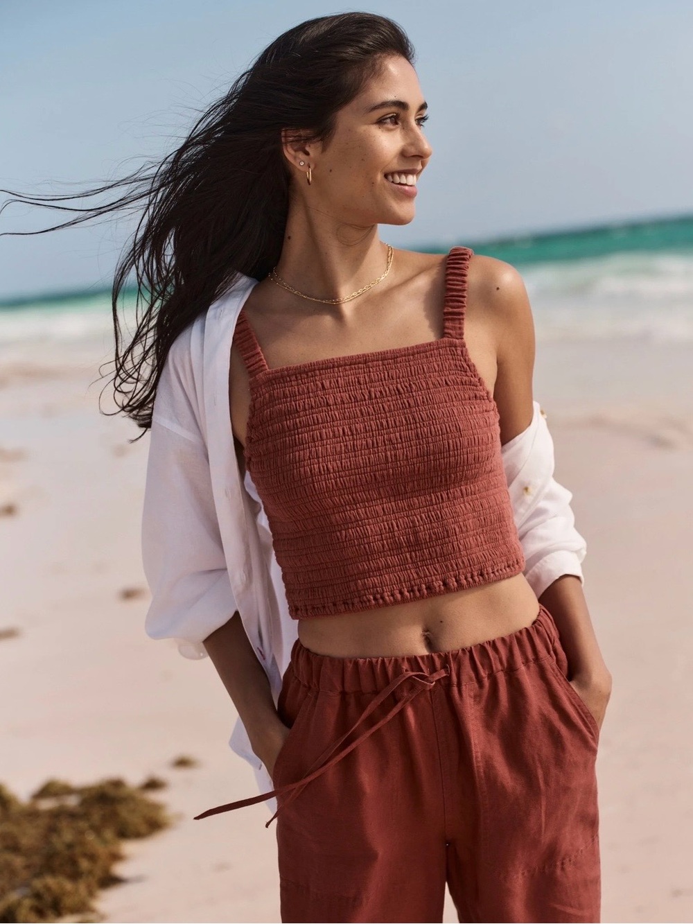 Marine Layer | NWT Lila Double Cloth Tank | Rust XS - Picture 4 of 7